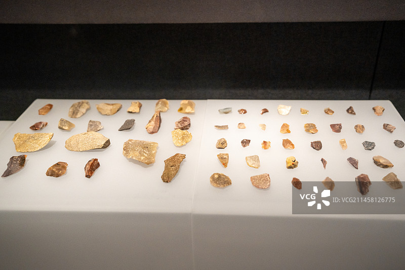 中国考古博物馆馆藏文物特写——石器时代历史文物图片素材
