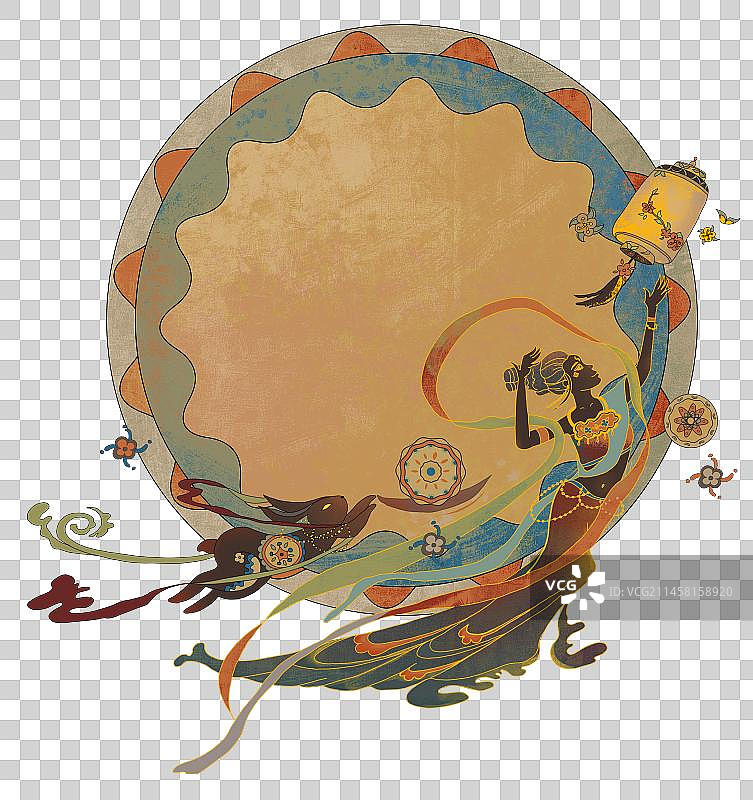 敦煌风中秋插画元素图片素材