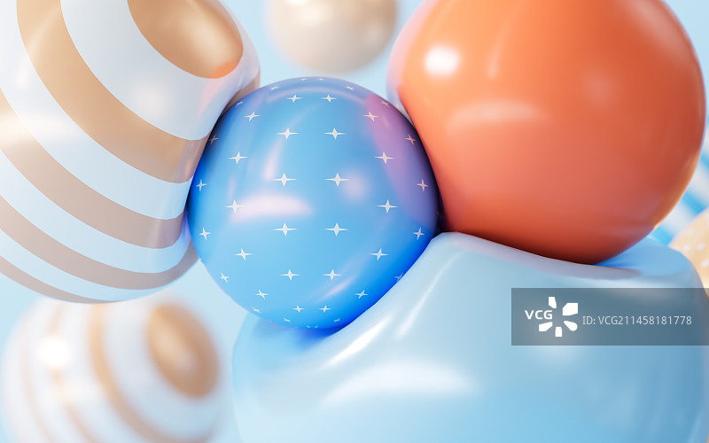 卡通抽象弹性球体背景3D渲染图片素材