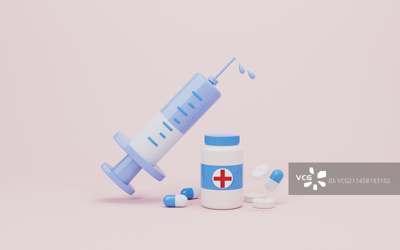 卡通生物制药概念3D渲染图片素材