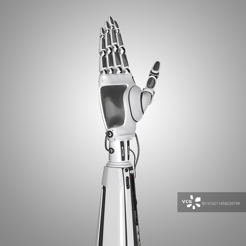 人工智能ai机器手手势抚摸托起图片素材