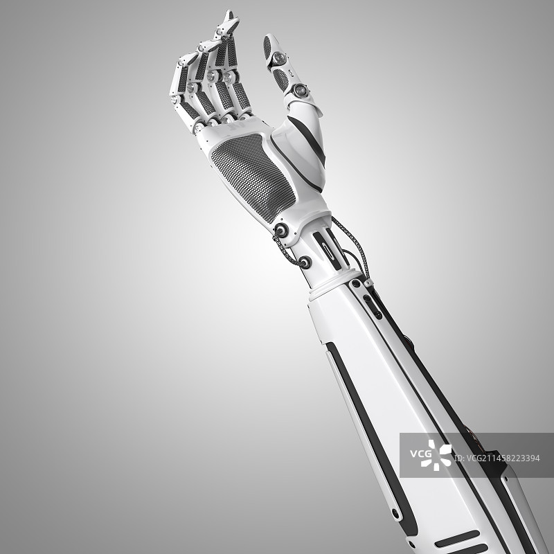 人工智能ai机器手手势抚摸托起图片素材