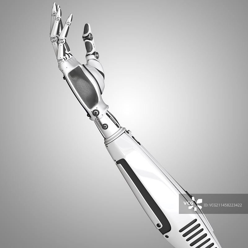 人工智能ai机器手手势抚摸托起图片素材