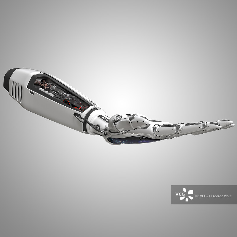 人工智能ai机器手手势抚摸托起图片素材