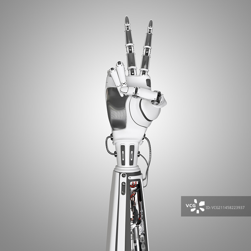 人工智能ai机器手手势数字2图片素材