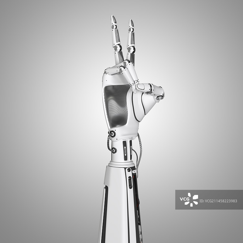 人工智能ai机器手手势数字2图片素材