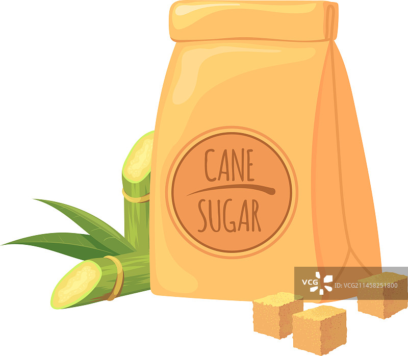 袋装甘蔗糖卡通图标纸袋图片素材