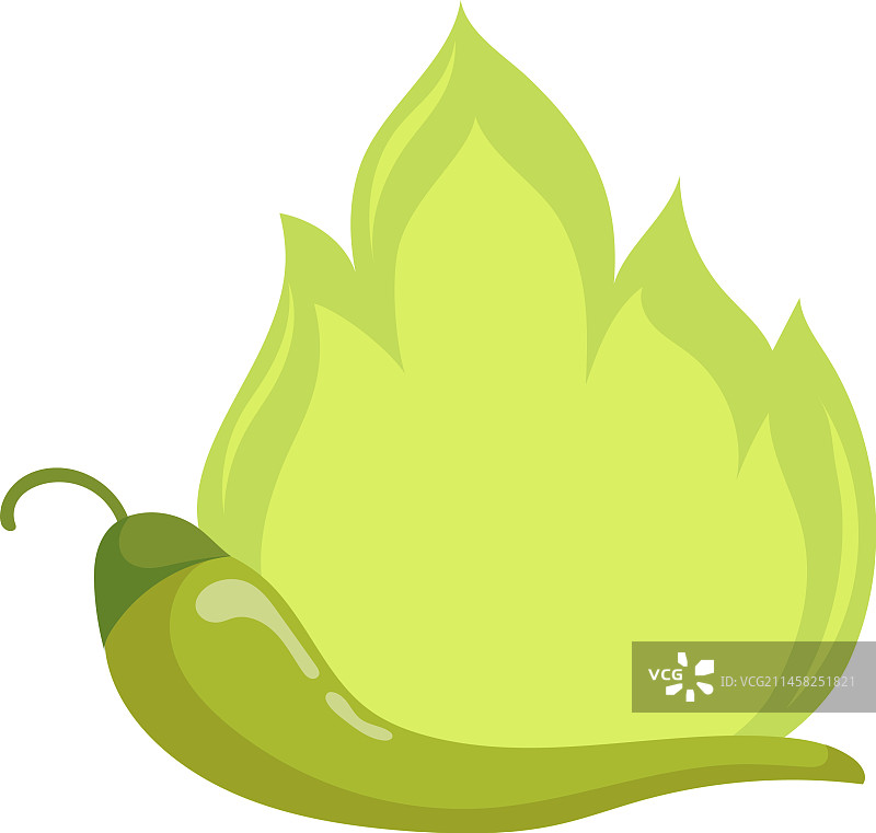 卡通燃烧的绿色辣椒图标图片素材