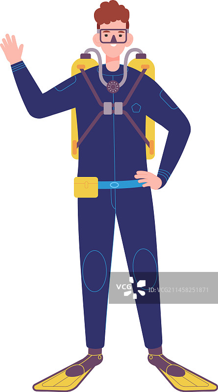 微笑的潜水员角色快乐男子图片素材