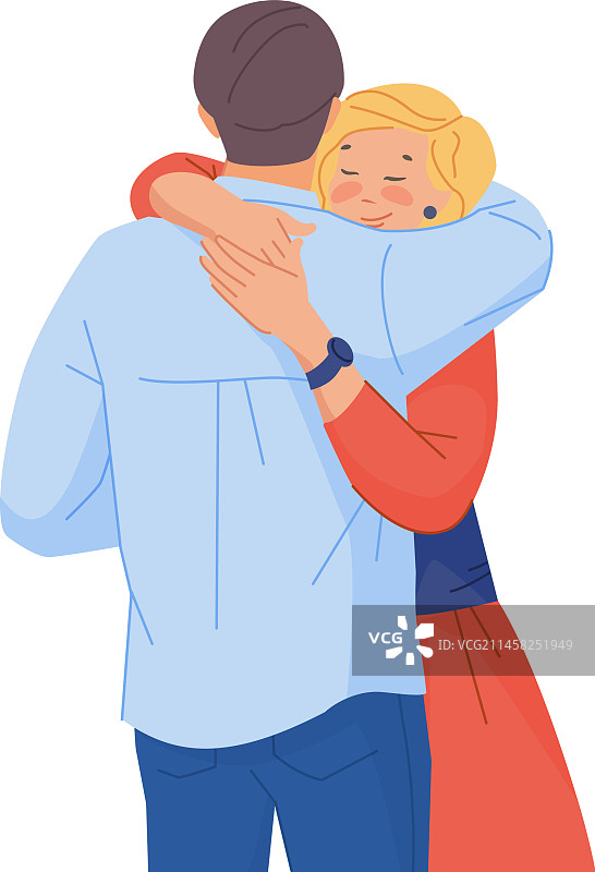 青年男子与女子拥抱，爱意浓浓图片素材