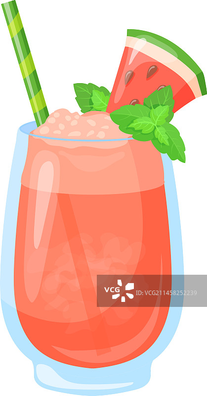 卡通西瓜饮品玻璃杯夏季鸡尾酒图片素材