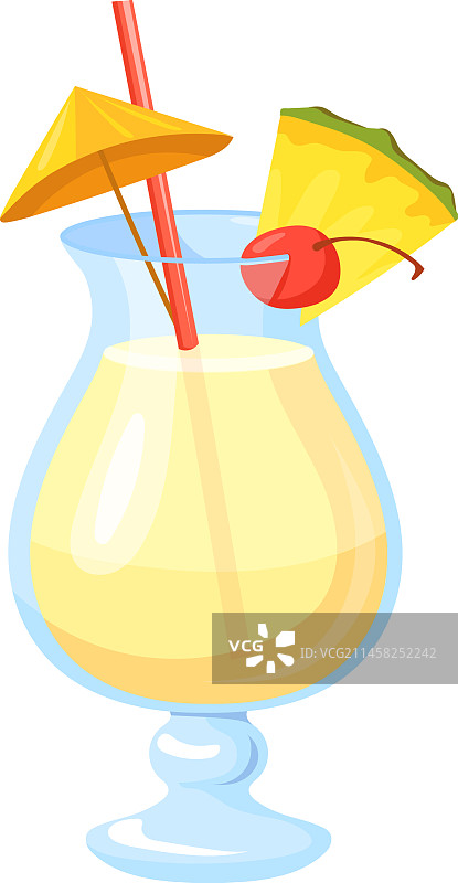 椰林飘香鸡尾酒卡通图标图片素材