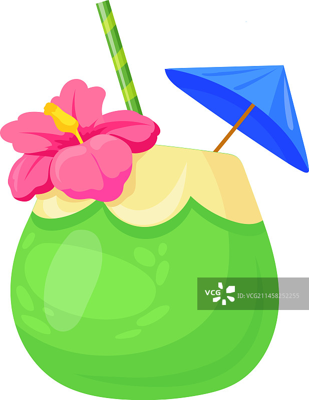 热带鸡尾酒卡通图标夏季派对饮品图片素材