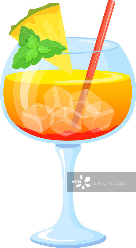 菠萝鸡尾酒杯卡通图标夏季图片素材