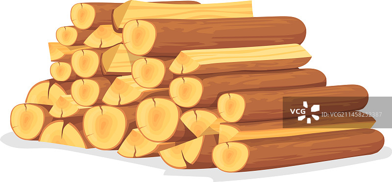 卡通木材原木堆图片素材