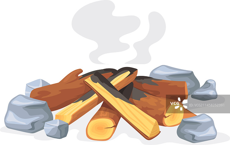 卡通篝火和干燥的木柴图片素材