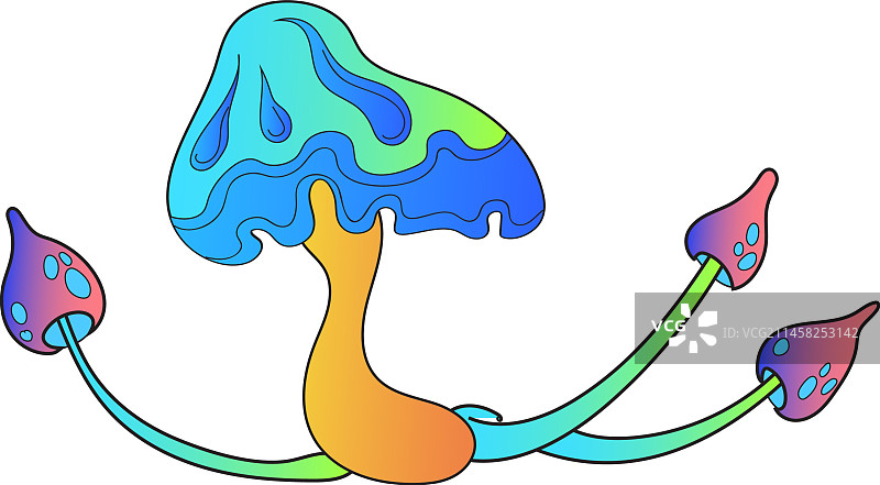 迷幻蘑菇彩色魔法森林图片素材