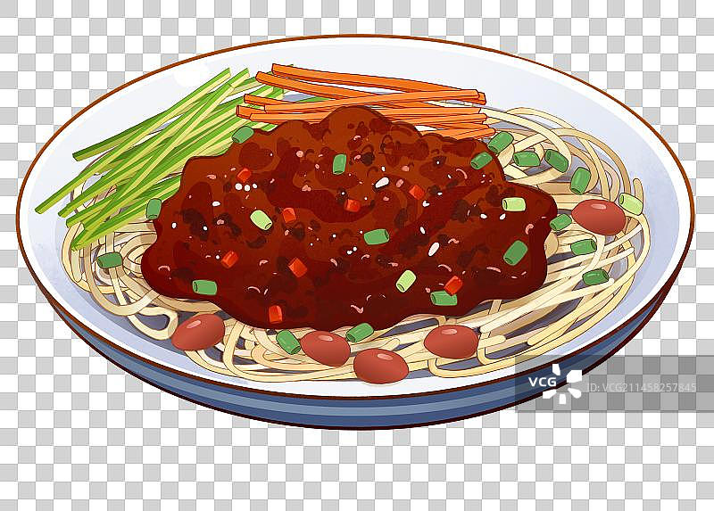 中华美食老北京炸酱面手绘风格插画图片素材