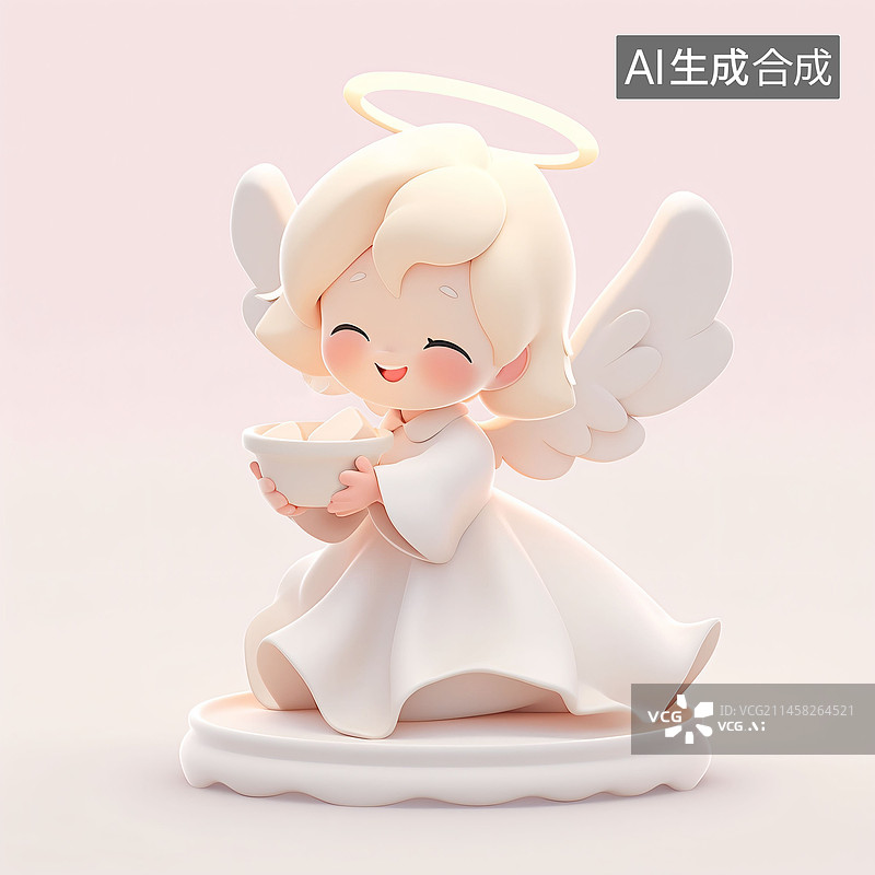 【AI数字艺术】小天使，玩偶，摆件，三维，可爱图片素材