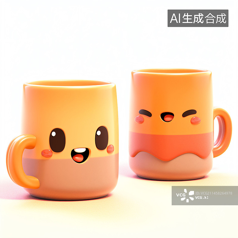 【AI数字艺术】白色背景下的杯子特写镜头图片素材