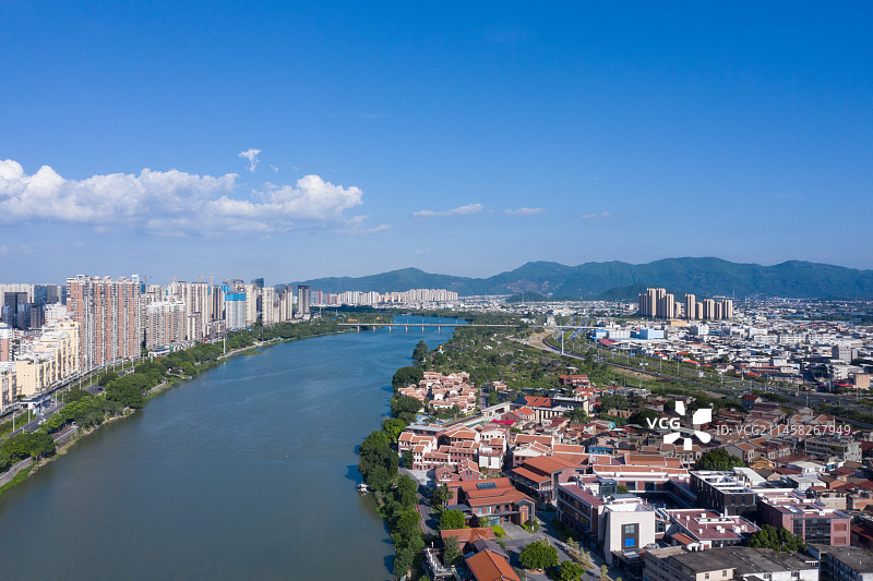 漳州风光航拍九龙江芗城区图片素材