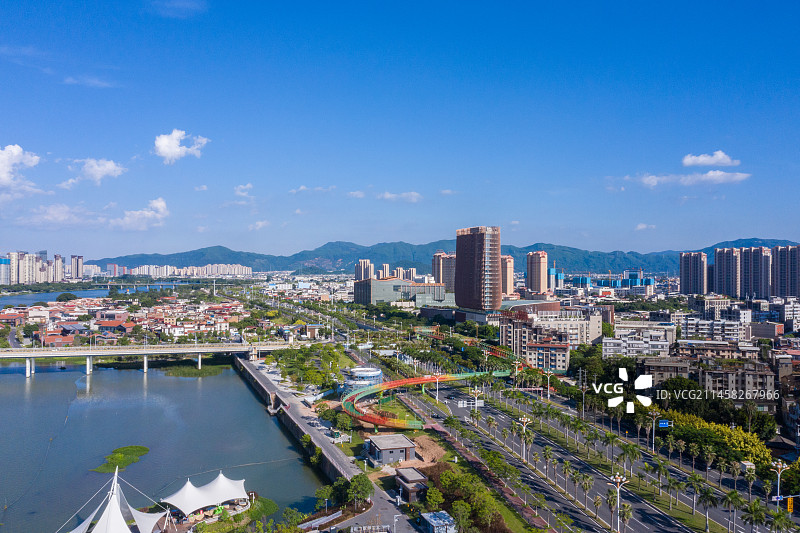 漳州风光航拍九龙江芗城区图片素材