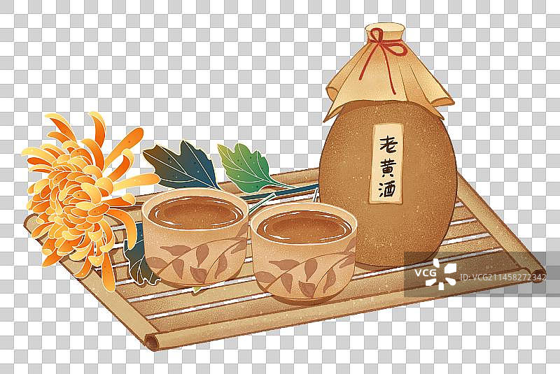 二十四节气美食酿黄酒老黄酒雄黄酒元素图片素材