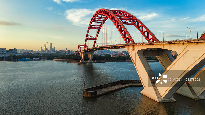 广州海珠番禺新光大桥城市风貌图片素材