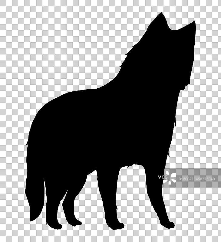 狼狗动物剪影元素图片素材