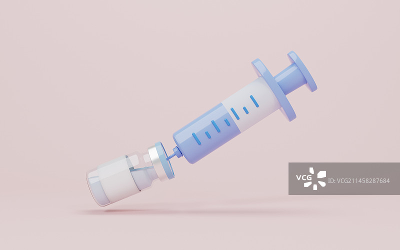 卡通注射器与药瓶3D渲染图片素材