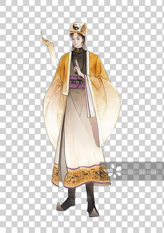 道士人物角色设计-PNG古风插画元素图片素材