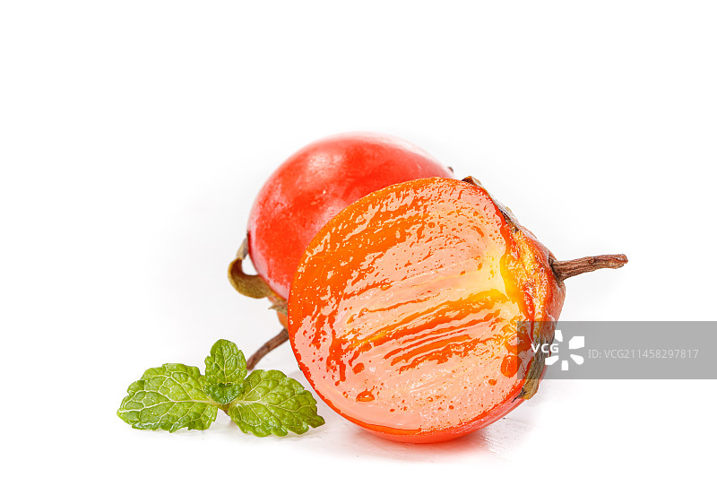 白底上的珍珠蜜柿图片素材