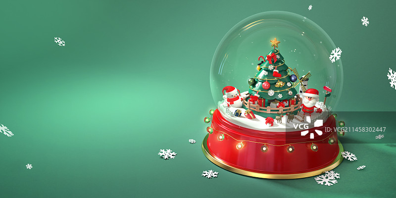 圣诞老人圣诞树雪人鹿插画图片素材