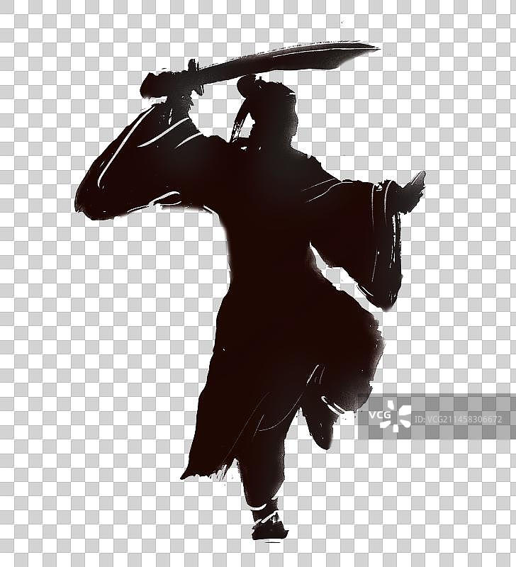 中国古代水墨人物侠客习武招式图片素材