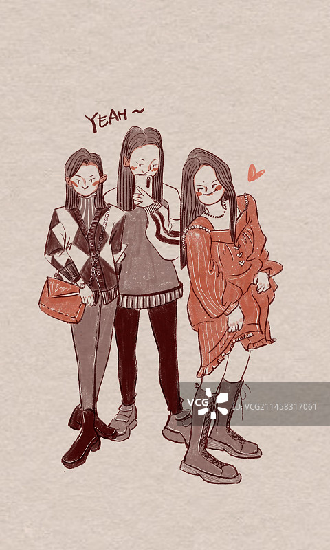 插画 日常 闺蜜图片素材