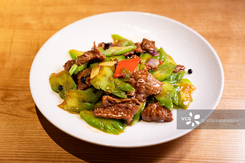 豉汁苦瓜炒牛肉图片素材