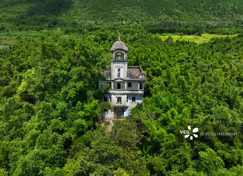 广东省江门市世界遗产开平碉楼与古村落马降龙碉楼群航拍图片素材