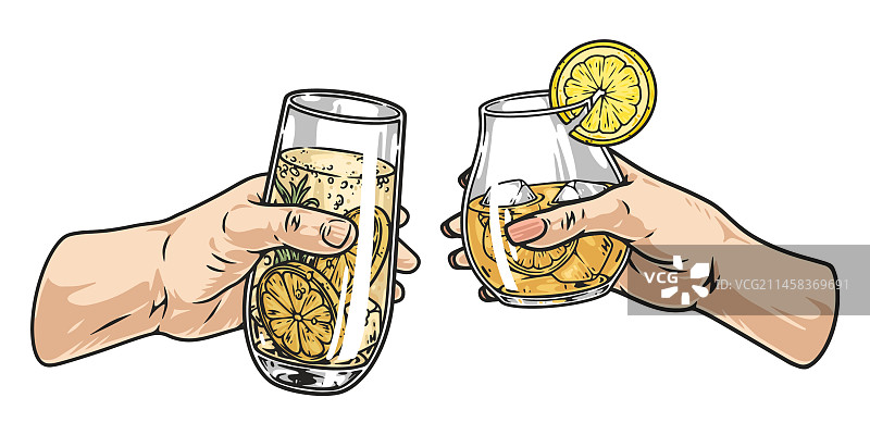 色彩鲜艳的酒精鸡尾酒饮品贴纸图片素材