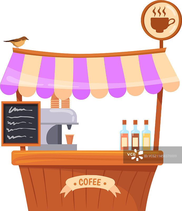 卡通街头咖啡外带摊位图片素材