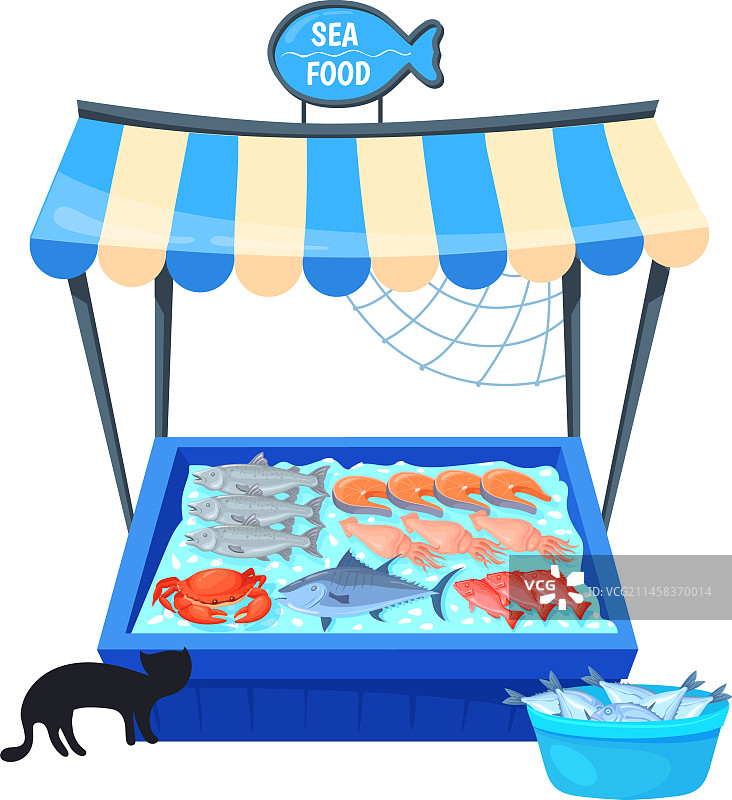卡通街市鱼摊图片素材