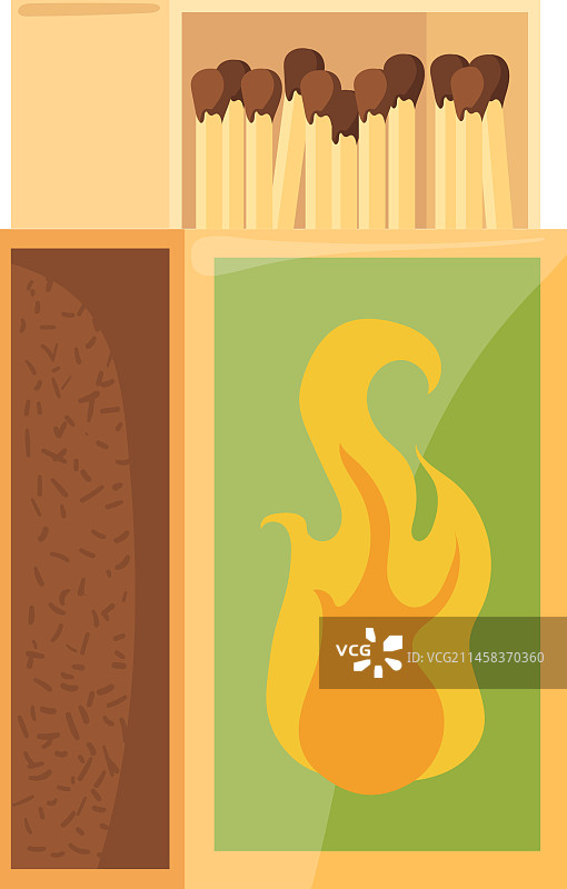 火柴棍在打开的纸盒卡通图标图片素材