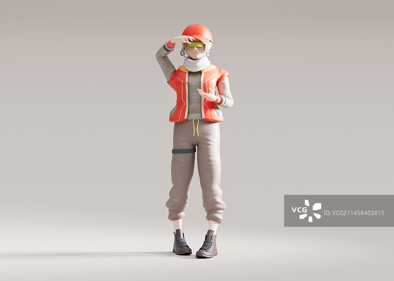 3D渲染戴着XR眼镜的时尚女孩图片素材