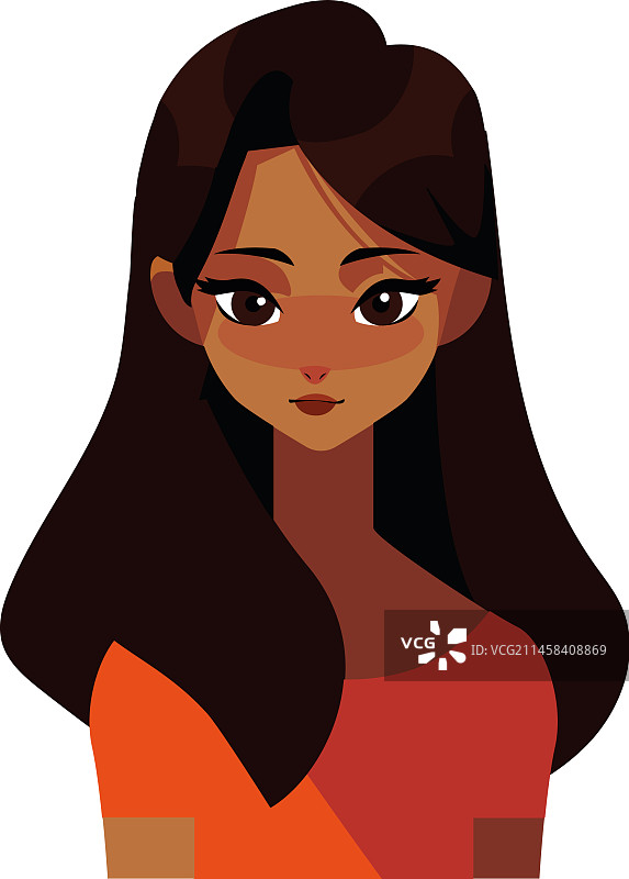 长发年轻女人，隔离背景图片素材