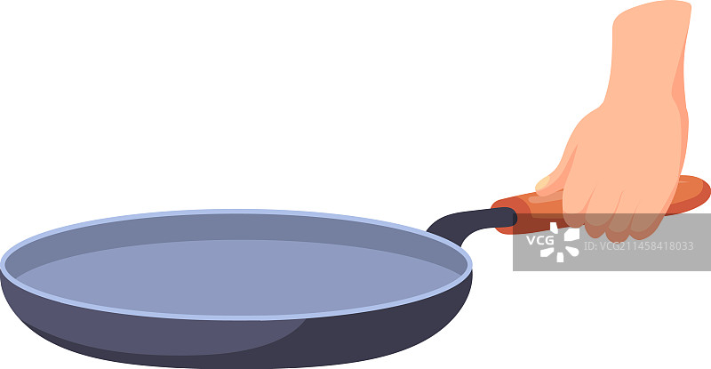 手持煎锅卡通食物烹饪图标图片素材