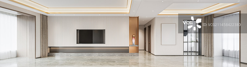 现代风格客餐厅空场景电视背景墙图片素材