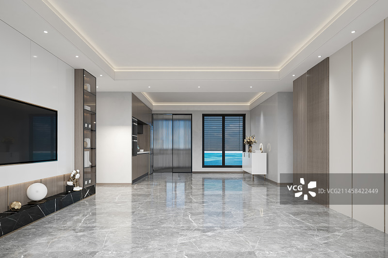 现代风格客餐厅空场景电视背景墙图片素材