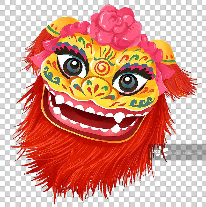 龙年年俗插画元素狮子头图片素材