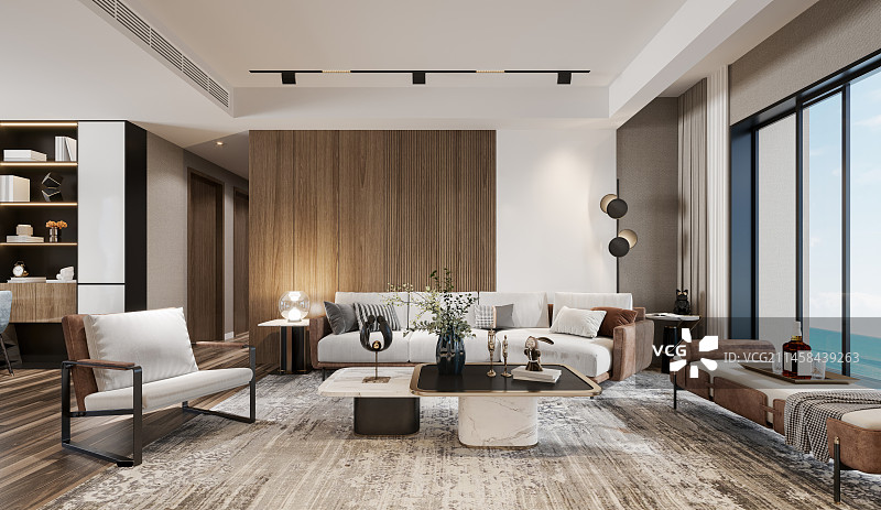 现代风格住宅客餐厅背景墙图片素材