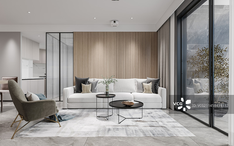 现代风格住宅客餐厅背景墙图片素材