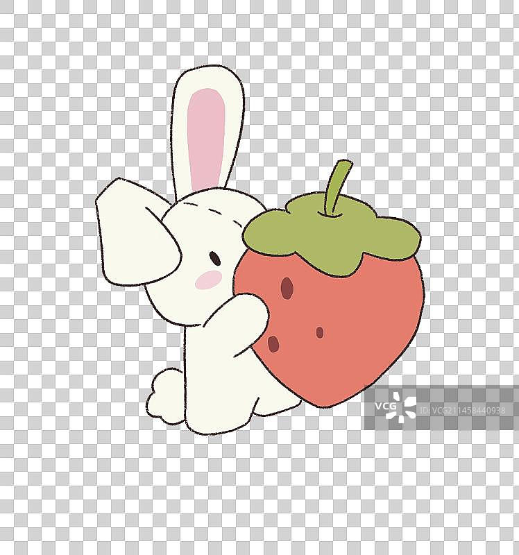 抱草莓的兔兔图片素材